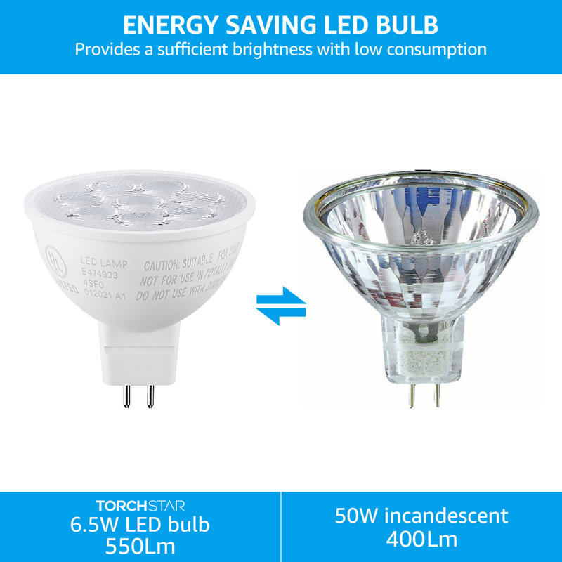 Ampoule à DEL 6,5 W MR16, 12V, culot GU5.3 à deux broches, 3 000 K