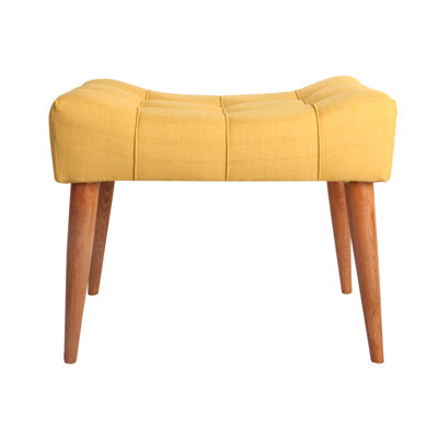 Pouf jaune élégant avec structure en bois massif, 22,8 po x 17,7 po x 15,7 po | Tissu 100% polyester, facile à nettoyer | 32 mousses en mousse pour plus de confort | Parfait pour les décors modernes, rustiques et du sud-ouest, avec des pieds en bois durables