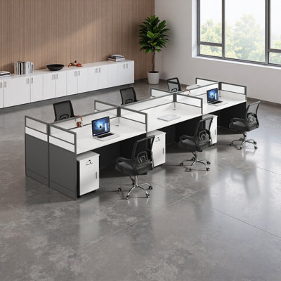 Rectangle 6 Person Benching Workstation with Cabin