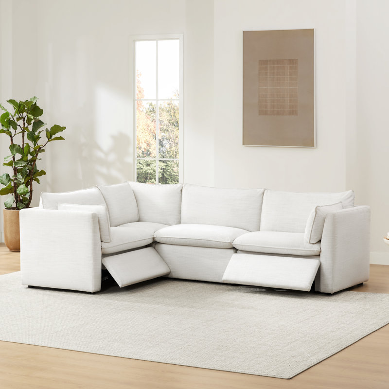 Greylan Modular Power Sectional, Cream, 35" H x 107" W x 73" D