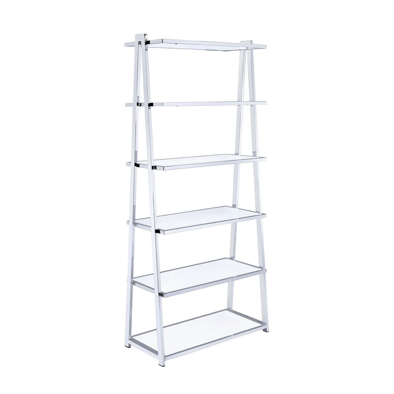 Bibliothèque blanche et chrome avec 6 tablettes