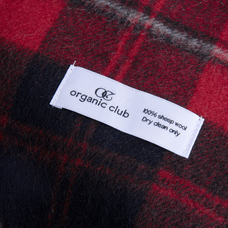 Mackellar 100% Natural Wool Throw, Gray/Red/Black Plaid