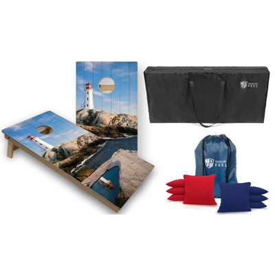Tailgating Pros Solid Wood Foldable Cornhole Set with Carrying Case