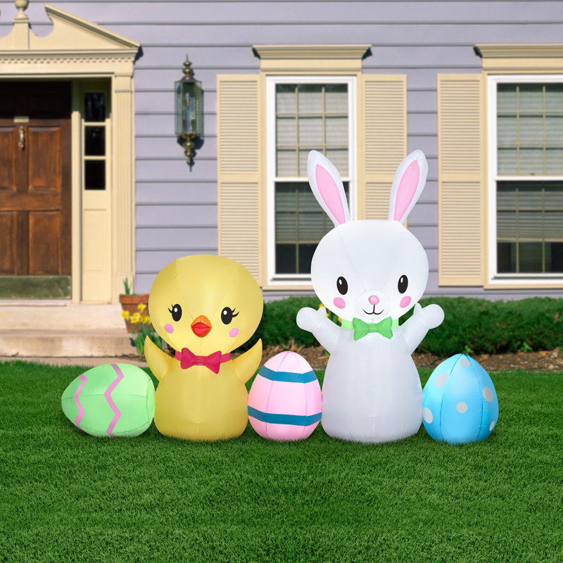 78" Inflatable Easter Bunny and Chick