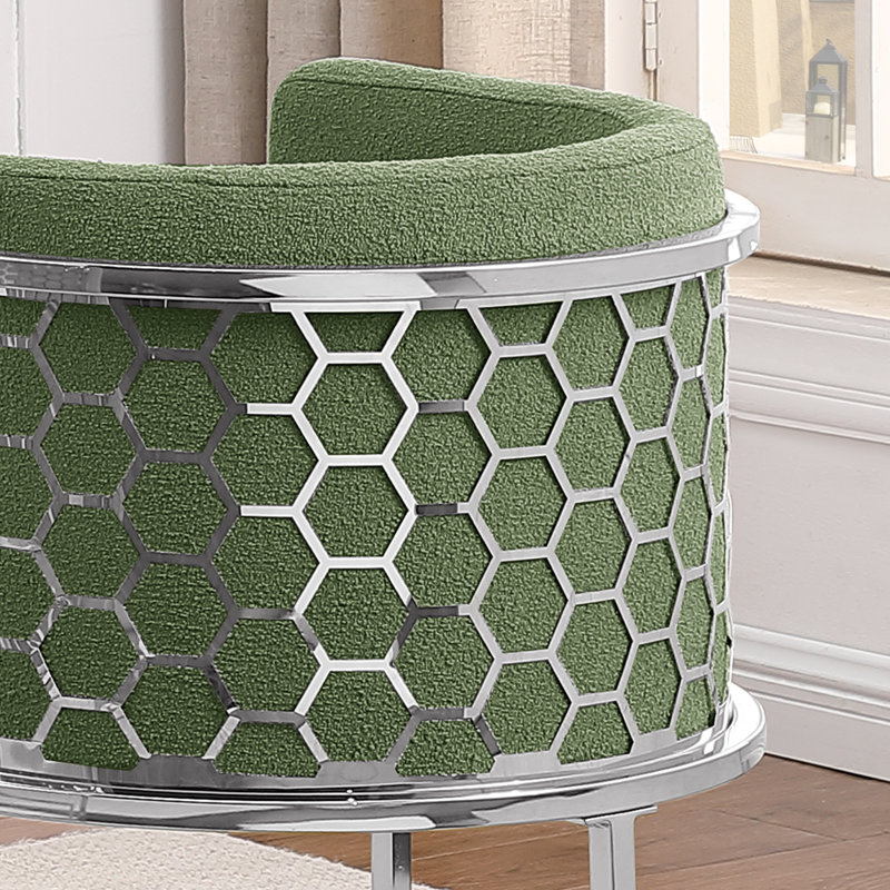 Chaises d'appoint Teddy Boucle, Vert, Chrome
