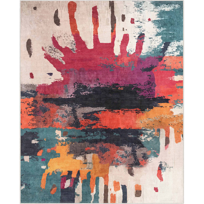 Tapis abstrait multicolore abstrait Abstract, Rectangle 7 pi 7 po x 9 pi 10 po 