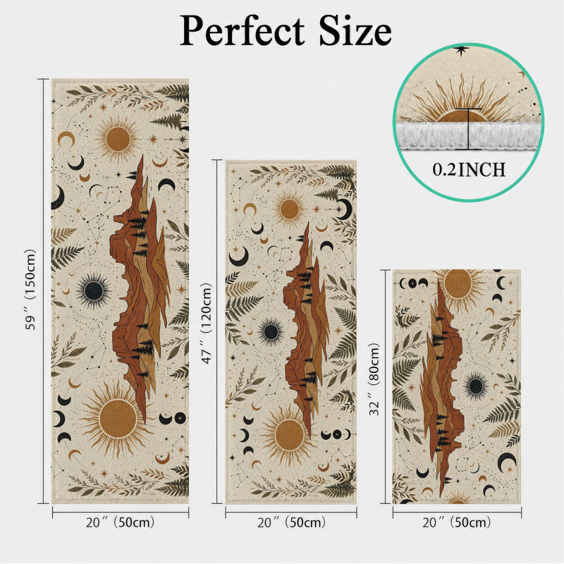 Botanical Sun Non-Slip Washable Kitchen Mats