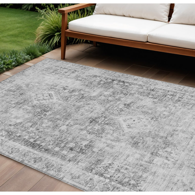 Tapis oriental gris anthracite lavable intérieur 9 pi x 12 pi