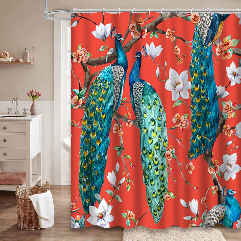 Rideau de douche avec 12 crochets Blue Bird, L 72 po x l 72 po