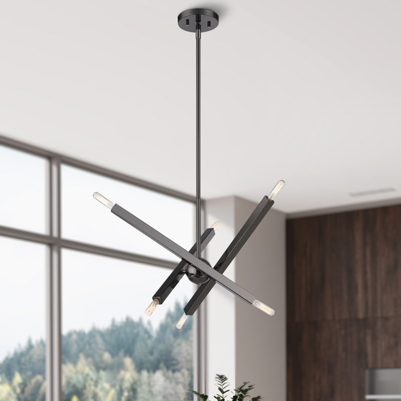 Lustre linéaire Spoutnik moderne à 6 lumières Brasher