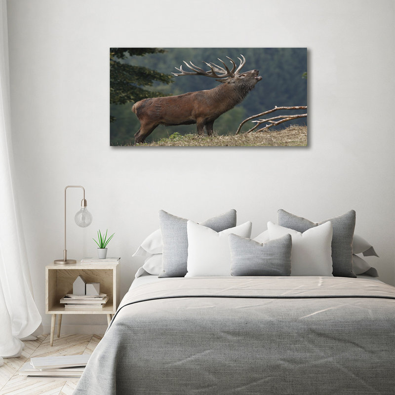Deer On The Hill - Wrapped Canvas Print