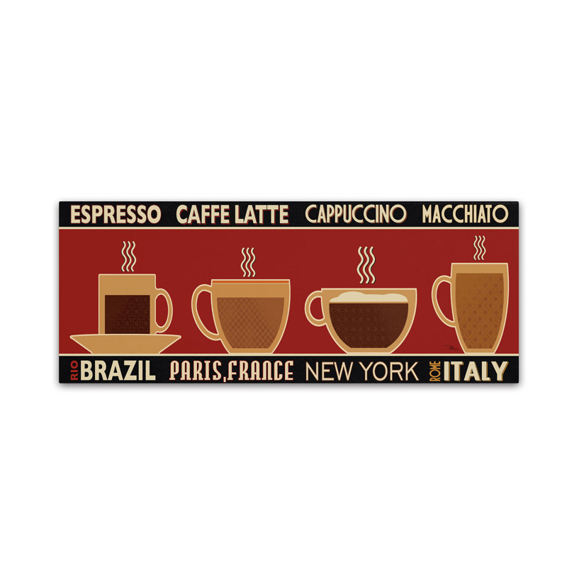Reproduction d’art sur toile tendue "deco coffee i" par pela studio, H 10 po x l 32 po x P 2 po