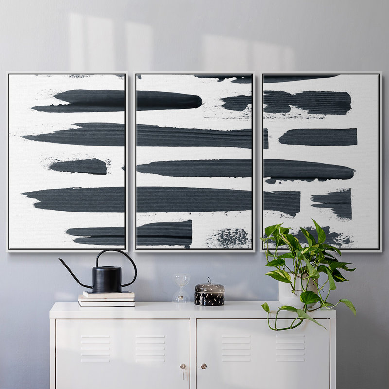Scrape II - Toile encadrée multi-pièces, H 36 po x l 75 po x P 2 po, Blanc