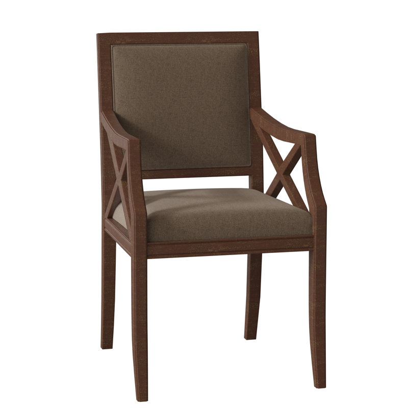 Chaise avec accoudoirs rembourrée Brookfield, 9508 fumée, Noyers
