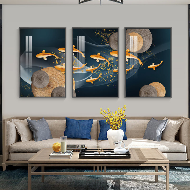 "Luxurious Aluminium", ensemble de 3 impressions encadrées sur toile, H 48,3 po x l 24,3 po x P 1,65 po, Noir