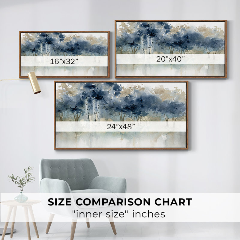 Waters Edge I - Toile tendue avec châssis encadré - Prêt à accrocher, H 25 po x l 49 po, Noyer