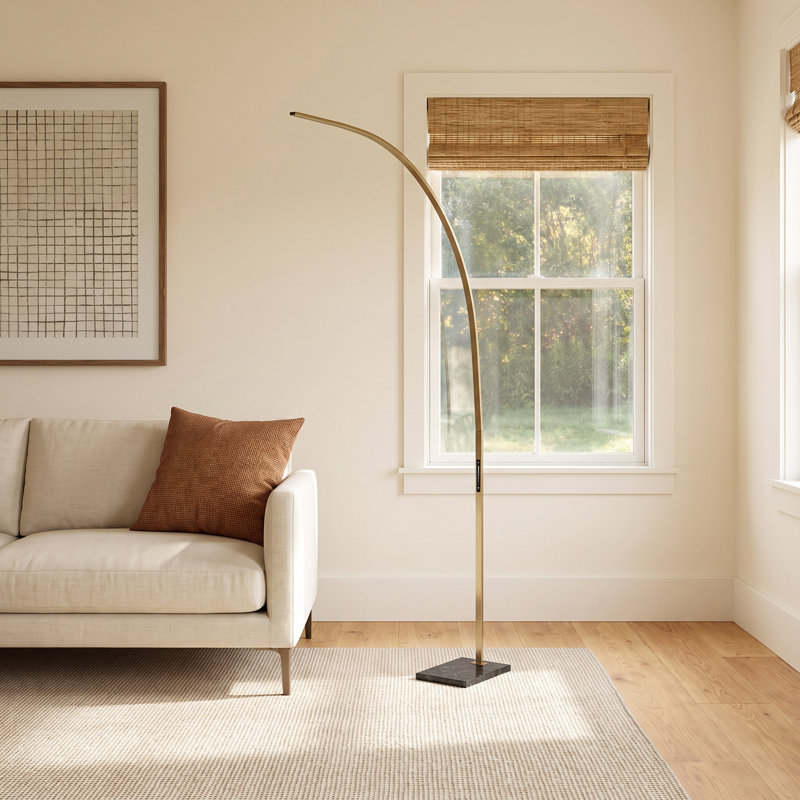 Esmerelda 91'' LED Arched Floor Lamp, Antique Brass, Antique Brass/Frosted Diffuser