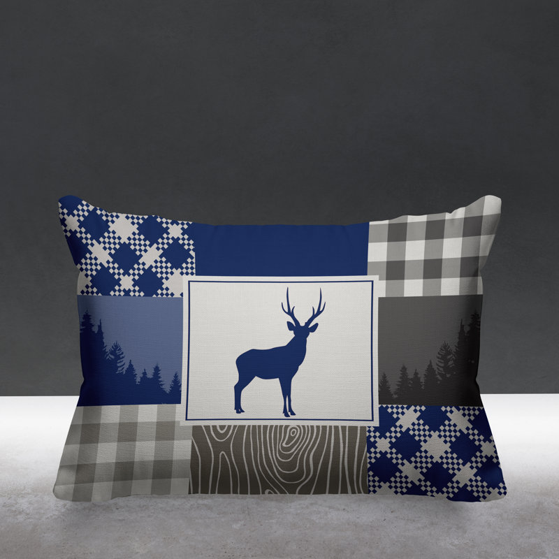 Coussin intérieur / extérieur Range Trees Cabin, 19 po x 19 po, Bleu marine, Carré