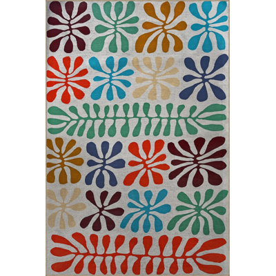 Multi Color Plant Floral Pattern Creative Modern Decorative Machine Washable Area Rug