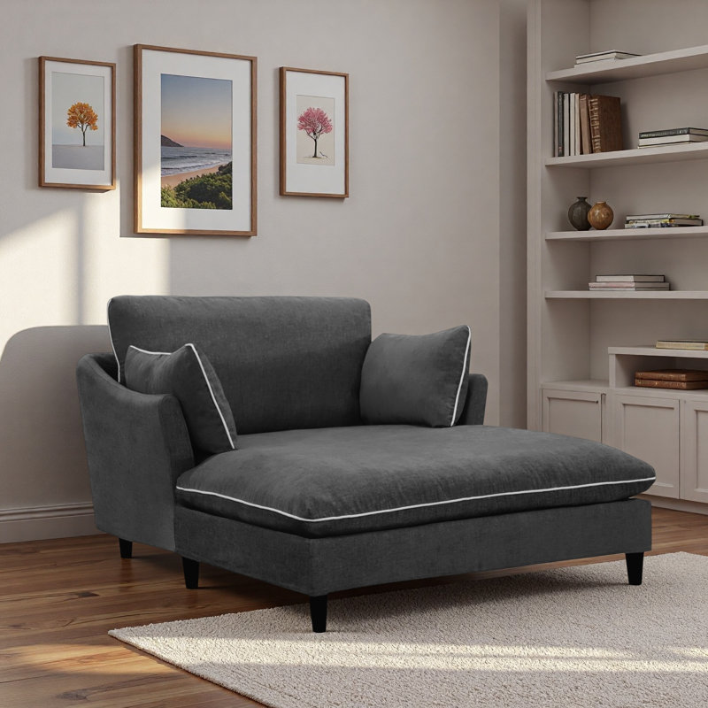 Chaise longue moderne avec coussins, Noir
