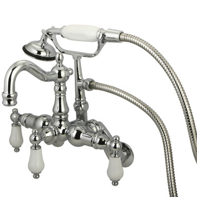 Hot Springs Triple Handle Wall Mounted Clawfoot Tub Faucet with Handshower