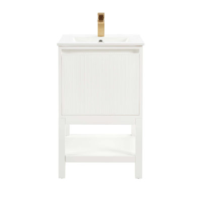 Pre-Assembled Solid Wood Bathroom Vanity with Adjustable Storage