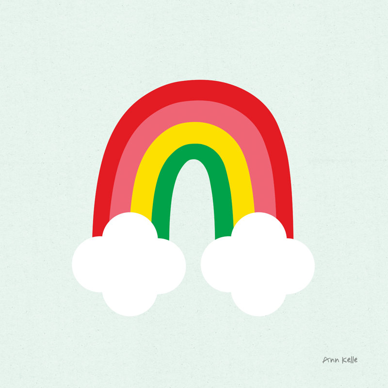 «Bright Rainbow I» par Ann Kelle, impression sur toile tendue, H 36 po x l 36 po, Papier avec cadre érable, Oui