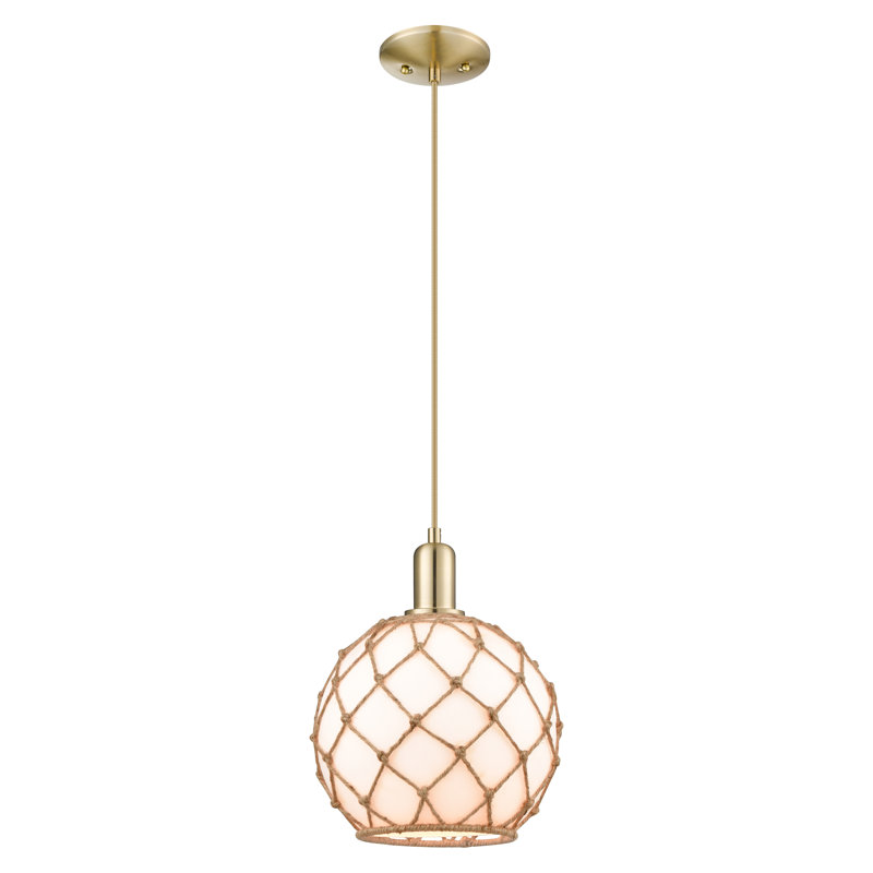 Arcadia - Ametra - Mini-luminaire suspendu à cordon 1 lumière 10 po, H 12,83 po x l 10 po x P 10 po, Nickel satiné brossé