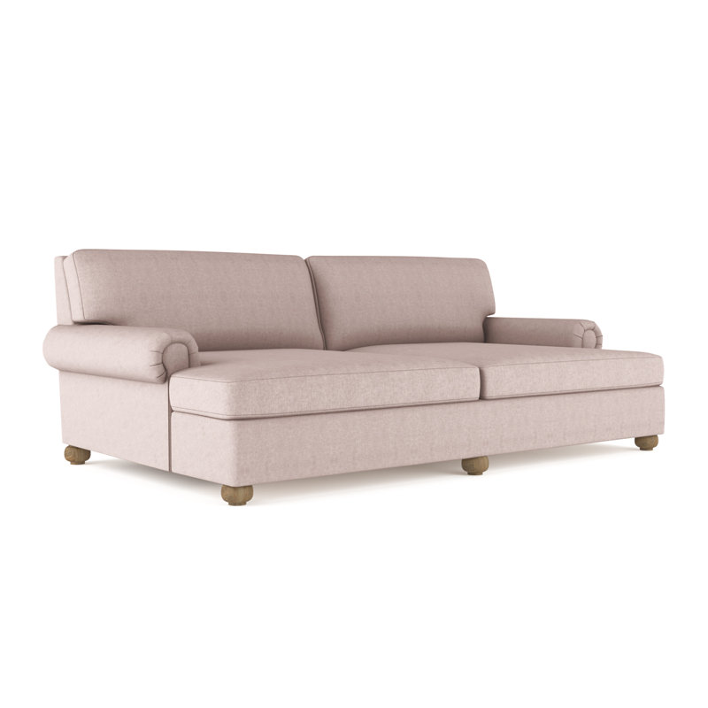 Leroy Rolled Panel-Arm Daybed with Bun Feet, Weathered, Plush Velvet Oyster