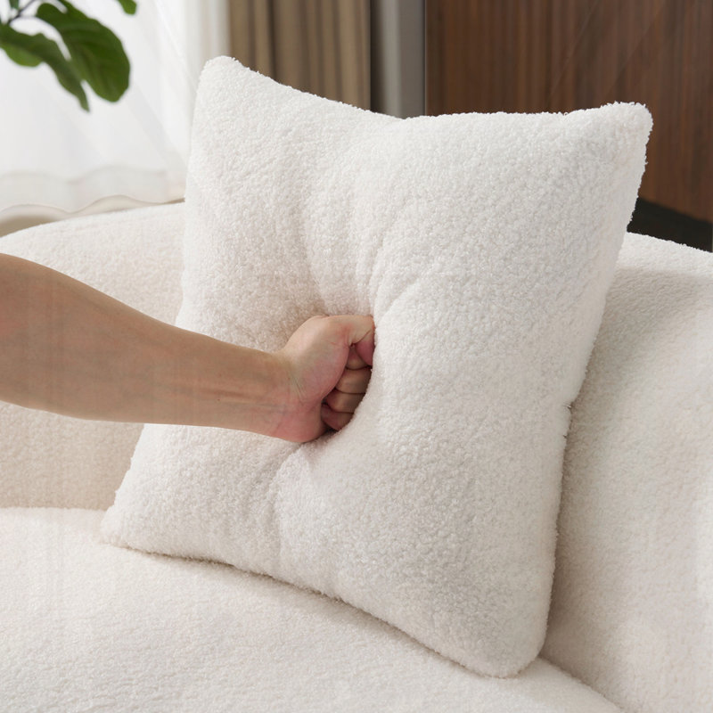 Canapé courbé avec accoudoirs arrondis, H 27,6 po x l 66,93 po x P 35 po, Blanc