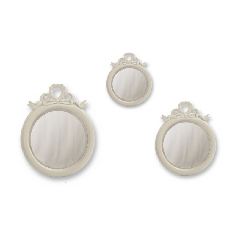 Solid Wood Round Wall Mirror Set