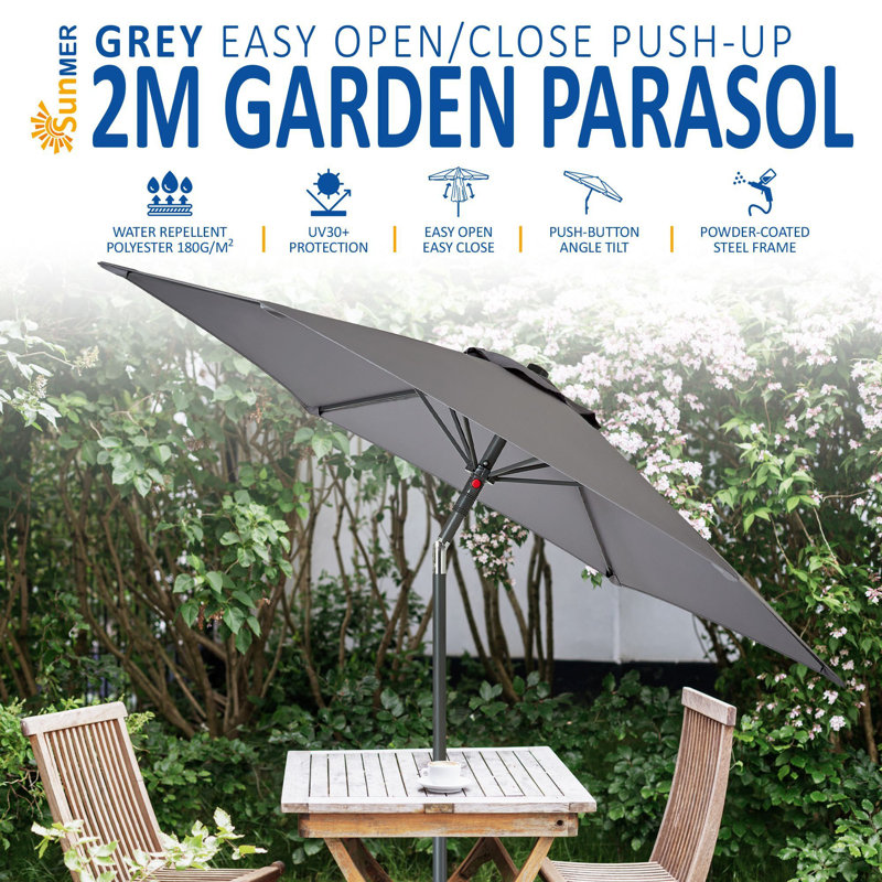 Ardel 205cm Parasol, Grey
