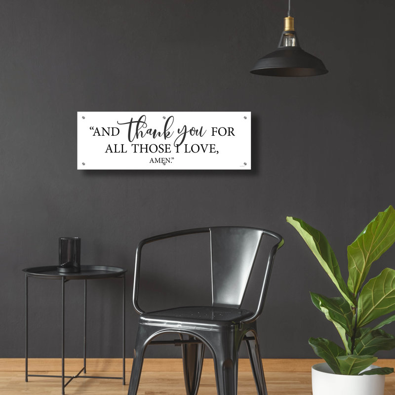  «Thank You For All Ceux I Love» par Art mural en verre acrylique à lettres et doublé, 36 po x 12 po, H 12 po x l 36 po