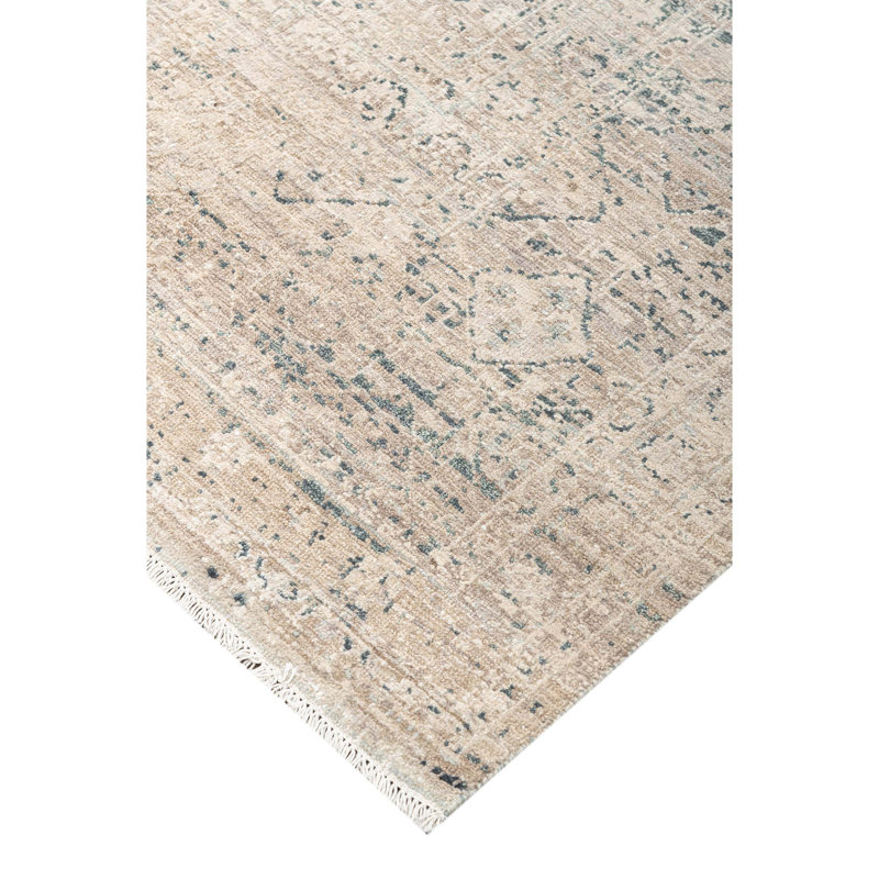 Handmade Silk and Wool Abstract Area Rug, Rectangle 6' x 9'