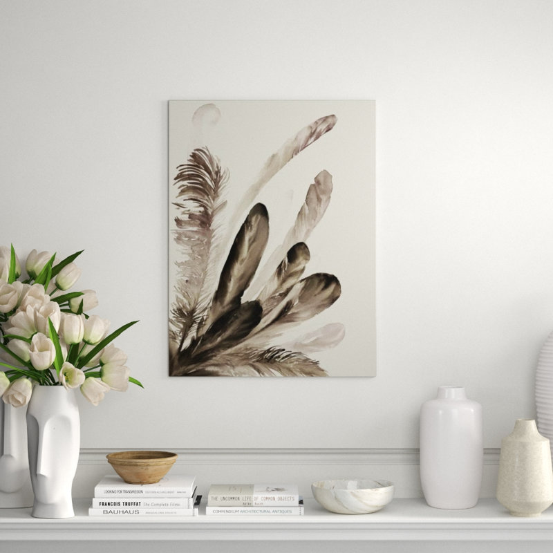 Sepia Plumes II Print by Guseul Park, 32" H x 24" W x 1.5" D, Glass Coat