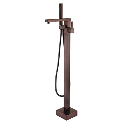 Robinet de baignoire autoportant avec douche à main en bronze - Fabrication en métal, baignoire à jet en métal massif, attrait moderne
