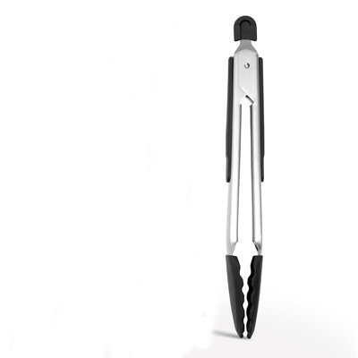 13-Inch Silicone-Tipped Stainless Steel Kitchen Tongs – Scalloped Edge Locking Tongs for Cooking & Serving
