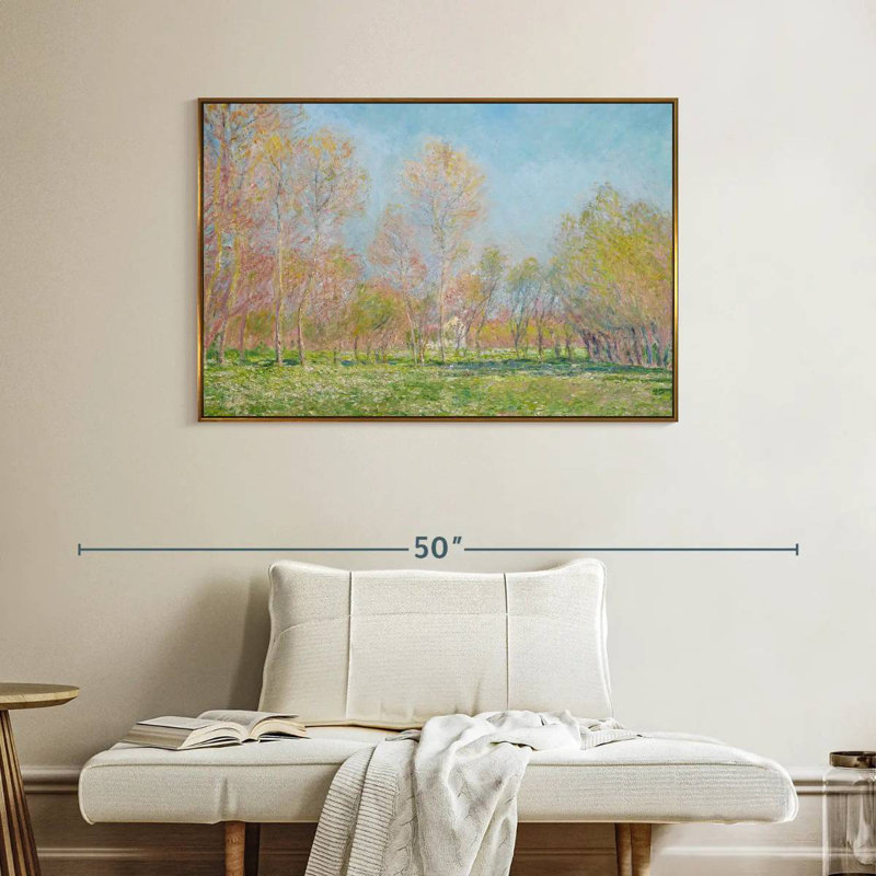 Le printemps à Giverny en 1890, 40 po x 27 po, Cadre flottant doré