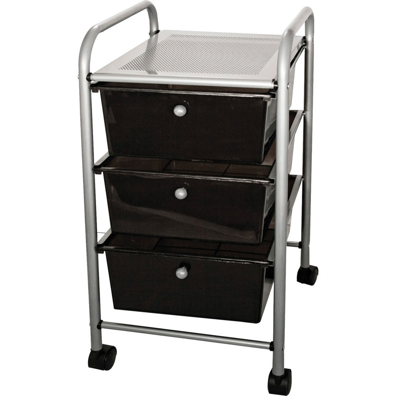 Advantus Black Metal 3-Drawer Rolling Organizer Cart