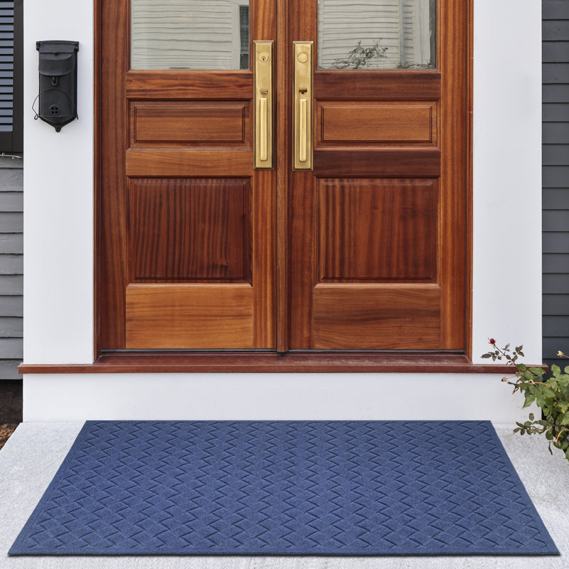 Tapis d'entrée antidérapant Ebern Designs, Bleu marine, L 36 po x L 60 po