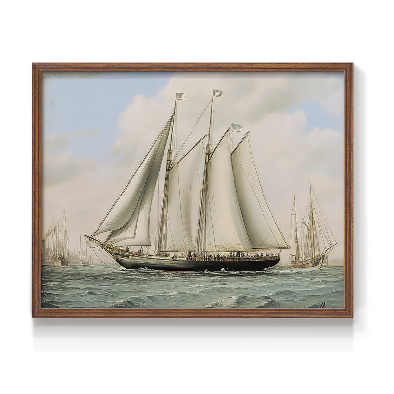 Série nautique-CLIX - impression encadrée - réarmable, Noyer, H 11 po x l 14 po