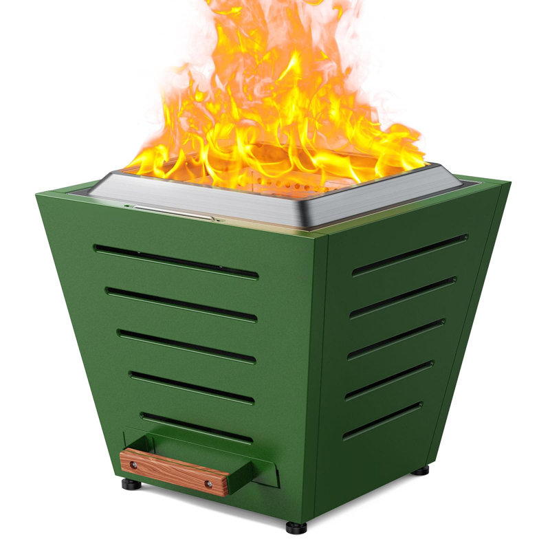 20 Inch Smokeless Fire Pit,Stainless Steel Wood Burning Fireplace,Portable,with Pull-Out Ash Tray and Handles