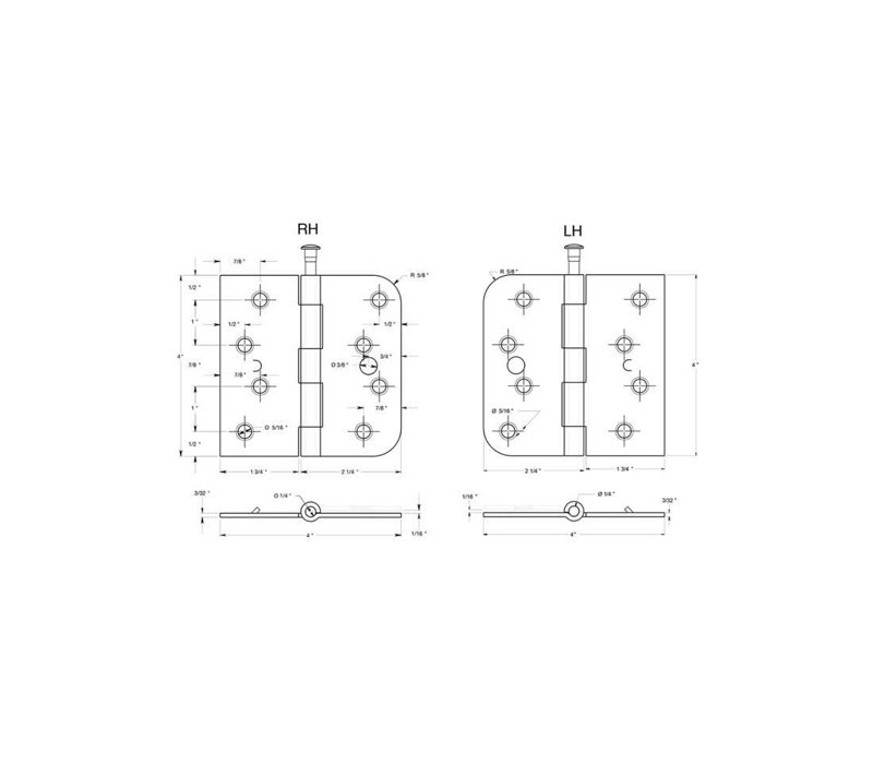 Steel Butt Bearing Hinge, Satin Brass