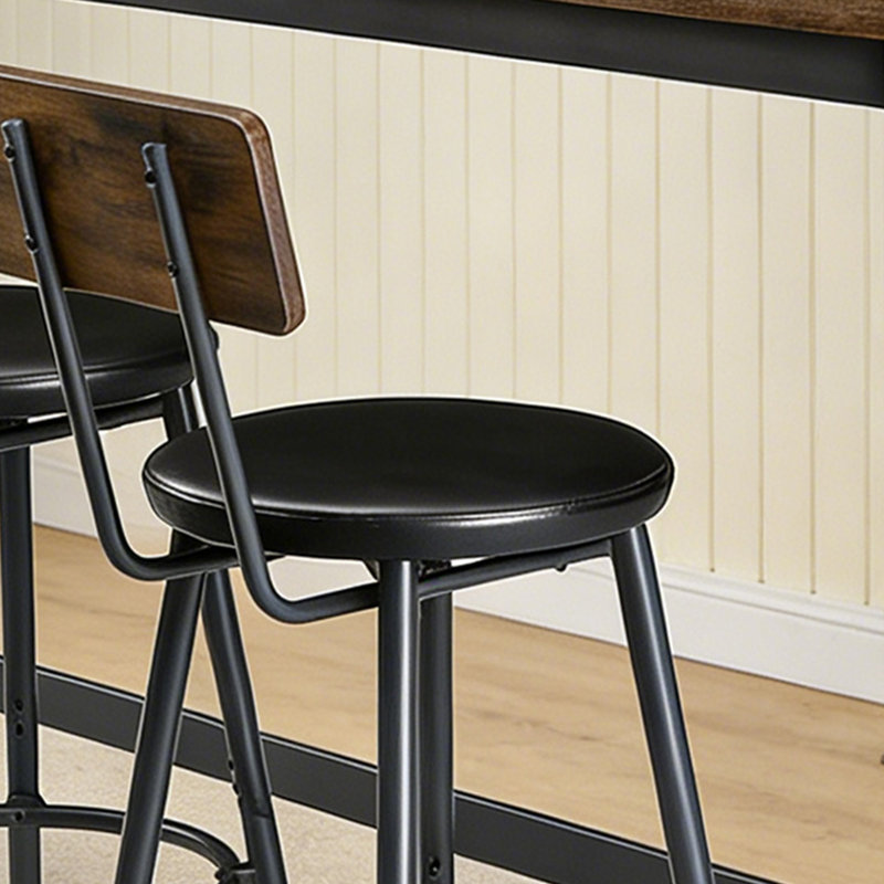 Ensemble de table de salle à manger long 4 pièces avec 3 tabourets rembourrés en polyuréthane