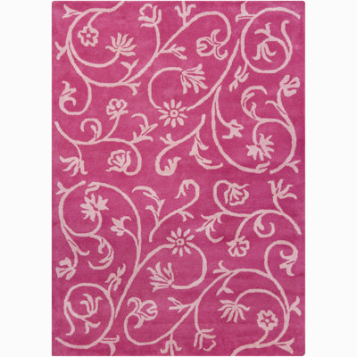 Tapis transitionnel rose et ivoire en laine touffeté à la main Adairsville