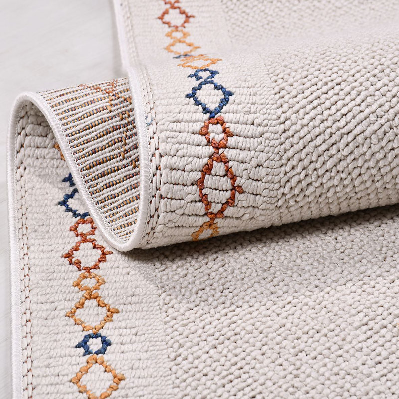 Modern Cream Machine Washable Non-Slip Area Rug, Rectangle 4' x 5'11"