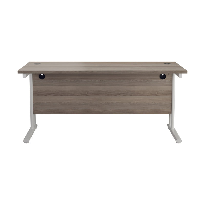 Metal Base Desk Shell, 73cm H x 160cm W x 80cm D, Grey Oak - White