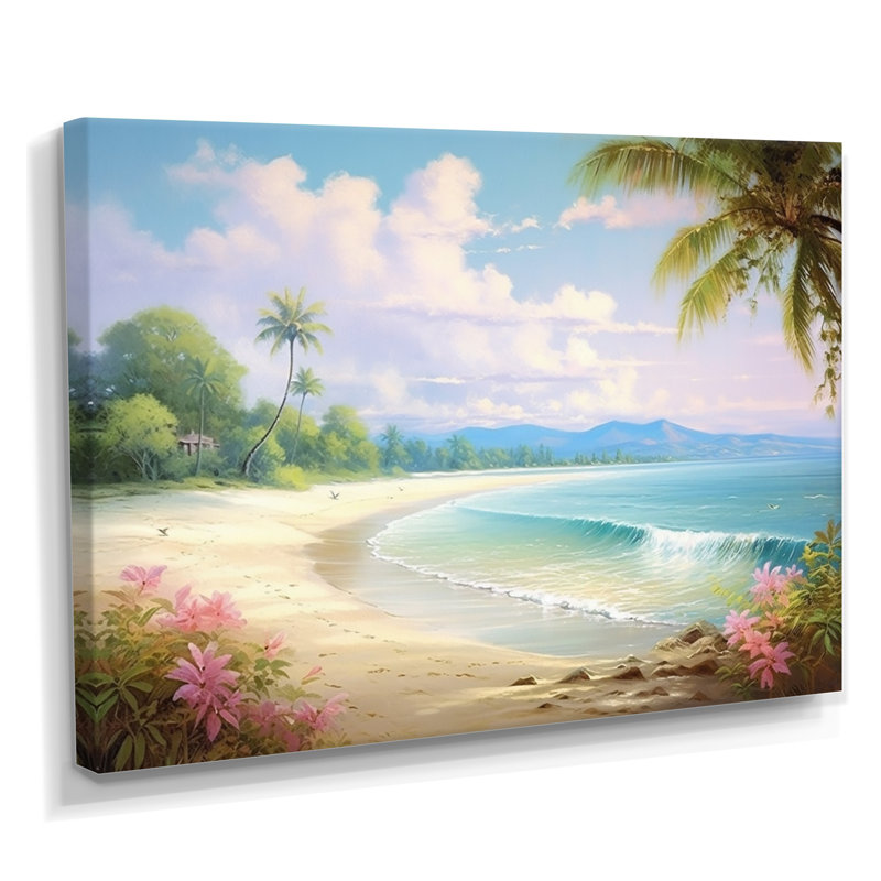 Rourke - plage et océan, art mural, Toile tendue, H 34 po x l 44 po x P 1,5 po