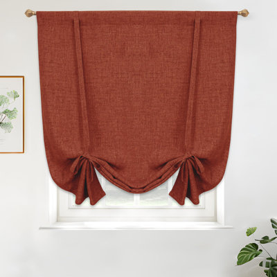 Antonino Linen Textured Blackout Tie Up Curtains Double Layer Thermal Insulated Lined Balloon Roman Shade