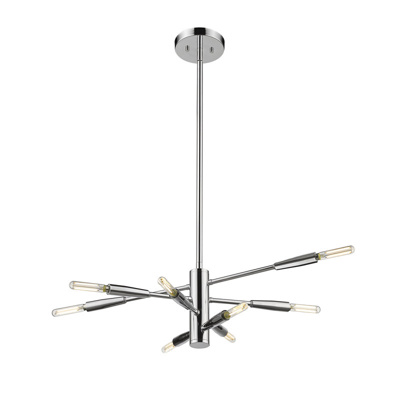 Stapleford 8 - Light Steel Dimmable Sputnik Modern Linear Chandelier, Chrome